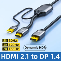 HDMI2.1 to DP1.4 Converter HDMI to DP With Chip HDMI to Display Cable HD Conversion Adapter Cable for Monitor Video Cable