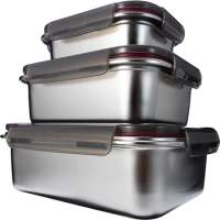 Stainless Steel Food Storage Containers, Food Grade Metal Food Boxes Lunch Bento Box Meal Prep Container Set
