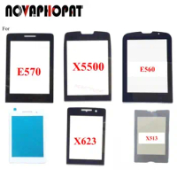 Novaphopat Black Front Glass Screen For Philips Xenium X5500 / X623 / E570 / E560 Outer Glass lens Panel +tracking