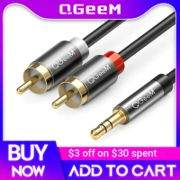 QGeeM RCA Cable 2RCA to 3.5 Audio Cable RCA 3.5mm Jack RCA AUX Cable for DJ Amplifiers Subwoofer Audio Mixer Home Theater DVD