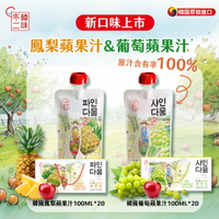【韓味不二】韓國100%鳳梨蘋果汁/葡萄蘋果汁100ml*20入禮盒X1盒｜韓國必買｜韓國進口零食｜樂天熱銷Top｜韓國空運直送｜韓國美食｜韓國料理｜送禮推薦｜春節送禮｜春節禮盒｜年節禮盒｜送禮推薦