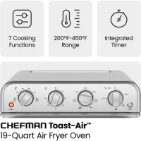 Chefman Air Fryer Toaster Oven Combo, 7-in-1, Convection Oven Countertop Extra Large 19 Quart Oven Air Fryer