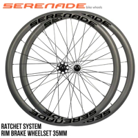 Serenade Road Bike Wheels, 700C 35mm Bicycle Wheelset Ultralight Carbon Fiber Wheels V Brake Clincher Rims Ratchet System Hub
