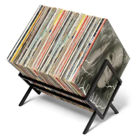 Vinyl Record Organizer – Matte Black Vinyl Record Holder CD Music Albums Display Vinyl Records Portable Record Stand