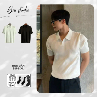 [COD]Áo Polo nam cổ V vải thun gân cotton trơn Basic co giãn phong cách sang trọng, nam tính, thanh 