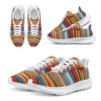 INSTANTARTS Mexican Blanket Stripe Print Running Shoes For Women Non-slip Wear-resistant Outdoor Climbing Shoes Walking Shoes