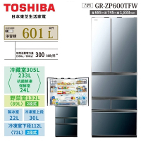 TOSHIBA東芝 601L 無邊框玻璃六門變頻電冰箱 GR-ZP600TFW(X) 鏡面