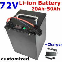 Vti escooter battery 72V 20Ah 30ah 35ah 40ah 50ah Lithium ion battery with bms for tricycle motorcycle scooter+Charger