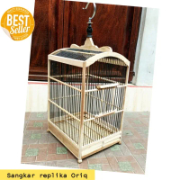 sangkar kotak replika mentahan burung kecil no 4 kayu jati