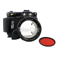 Underwater Waterproof Housing Diving Camera Case Bag for SONY NEX 5R 5T Nex-5R 5T fit 16-50mm lens with 67mm Red filter