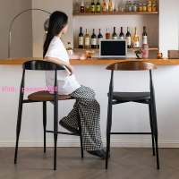新款吧椅家用靠背輕奢吧臺凳子牛角鐵藝高腳椅酒吧咖啡廳吧凳