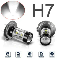 2 Pcs H7 High Power LED Lamp Headlight Fog Light DRL Bulbs White Light LED Front Fog Light High Power Driving Lamp