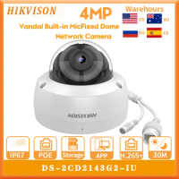 Hikvision DS-2CD2143G2-IU 4MP IP Camera IP67 IK10 PoE Built in MIC Real-time Audio Motion Detection SD Card Video Surveillance