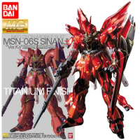 In Stock BANDAI MG 1/100 Gundam Assembly Model MSN-06S Sinanju Ver.Ka Titanium Finish Anime Action Figures Collection Model Toy