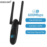 WiFi Adapter 600Mbps WiFi5 5G&amp;2.4G USB WiFi Card Dongle for Desktop Laptop Wifi Antenna USB Ethernet Network Card