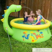 兒童噴水游泳池噴水池加厚充氣游泳池戲水池嬰兒滑梯充氣泳池 中秋節特惠