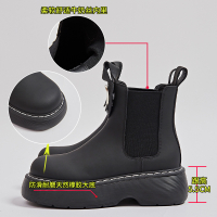 Spot parcel post Women's Suction Film Thick-Soled Leather e  Boots 2022 Winter New Fleece-lined Chelsea Boots Women Short Boots Women All-Matching Women's Boots