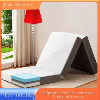 4Inch Tri Folding Mattress Full Size with Storage Bag, Foldable Memory Foam Topper Portable Floor Guest Bed with Removable Cover