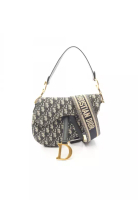Christian Dior Pre-Loved Christian Dior saddle bag oblique jacquard Handbag canvas leather beige Nav