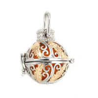 Mexico Chime 1pcs Golden Feathers Hollow Cage Aromatherapy Essential Oil Diffuser Locket Music Angel Ball Pendants Without Chain