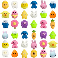 Easter 12/36PCS Mini Cat Animals Kawaii Mochi Squishy Toys Animal Squishies Stress Relief Basket Stuffers Party Favors Gifts