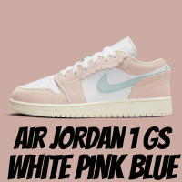 NIKE 耐吉 休閒鞋 Air Jordan 1 Low GS White Pink Blue 粉藍 女鞋 大童 DZ5356-800