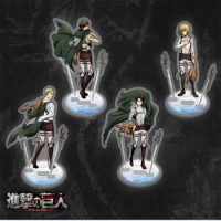 Attack On Titan Anime Levi Mikasa Eren Yeager Armin Battle Acrylic Stand Erwin Action Figure Multipe Insert PVC Stand Model