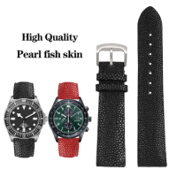 Devil Pearl Fish Skin Watch Belt for Tudor Tissot Longines Huawei GT3 pro Genuine Leather Strap Watchband Watch Chain 20mm 22mm