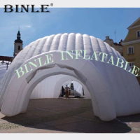 Carnival party event white giant inflatable igloo tent,igloo dome tent with 2 tunnel entrances,trade show booth for exhibition