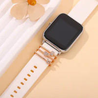 I Love You Letters Strap Decoration Metal Decorative Ring Creative Smart Watch Silicone Strap Accessories for Apple Watch Band