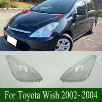 For Toyota Wish 2002~2004 Front Headlight Shell Lamp Shade Transparent Headlamp Cover Plexiglass Replace Original Lens