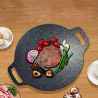 Chảo Đá Nướng Thịt Hàn Quốc Mukbang, Nướng BBQ Chống Dính Không Dầu sz 34cm