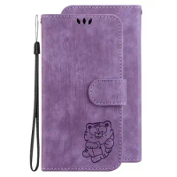 Cat Cartoon Leather Flip Phone Case For Motorola Moto G Pro Stylus E7 E7i Power 2022 5G PLUS S30 E6i E6S E 2020 Case