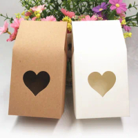 24pcs Kraft paper bags/boxes recyclable for wedding/Gift/Jewelry/Food/Candy/tea Packaging bag 8*5*16cm stand up window Paper Box