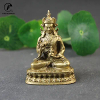 Antique Copper Padmasambhava Buddha Statue Desktop Small Ornaments Tibetan Buddhism Founder Figurines Home Decorations Crafts