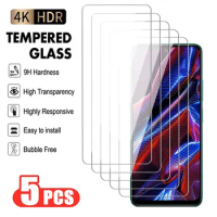 5Pcs Anti-Burst Tempered Glass For Xiaomi Poco NFC X4GT X5 Screen Protector POCO F3 F4 F5 Pro M3 M4 M5 Protective Glass Film
