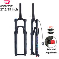 BOLANY Bicycle Suspension Fork 27.5/29inch Mountain Bike Air Fork 140mm Travel Shock Absorber MTB Fork Thru Axle 15*100/110mm