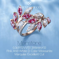 Moissanite (MOHON CHAT TERLEBIH DAHULU) : 3.6ct 3X6mmX12 D Color VVS1 Marquise Cut Nova Pink Solid G