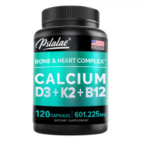 Kalsium, 600 mg, 4-dalam-1 dengan Vitamin D3, K2, dan B12, Makanan Tambahan Dietari, Bebas GMO