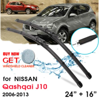 Car Front Wiper Blade For Nissan Qashqai j10 2006 2007 2008 2009 2010 2011 2012 2013 Windshield Front Window Auto Wipers 24"+16"