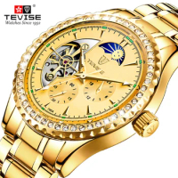 TEVISE 2023 New Popular Mechanical Men's Watch Mechanical Watch Men's Watch Gold Watch Fully Automatic Mechanical Watch T807F