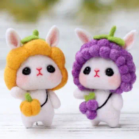 Cute Animal Wool Felting Material Package Rabbit Toy Handmade DIY Craft Needle Felting Kit Non Finished Poked Set