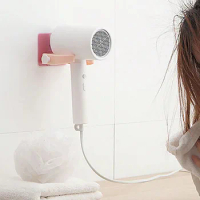 1pc Hair Dryer Holder Light Punch-free Hair Dryer Hanger Storage Rack Wall-mounted Bathroom Accessories