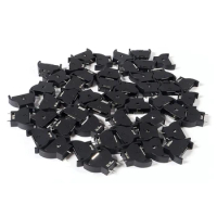 50pcs CR2032 Vertical Button Cell Battery Sockets 3 Pin Holder Case Plastic Shell Type Black