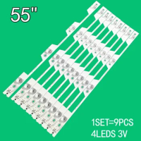 9 pieces=1 set, suitable for the new 55 inch 4LED y55A580 LCD TV backlight strip 4C-LB5504-HR3 HR4/55HR330M04A2 V0 TCL L55P1