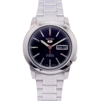 SEIKO 精工 五號機芯款機械手錶-黑面x銀色/38mm(SNKE53K1)