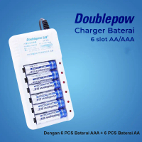 Promo Doublepow Charger Baterai Rechargeable 6 Slot AA AAA with AA AAA 6 PCS - DP-B06 Murah
