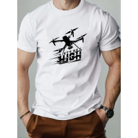 Men's Flyer Pattern Summer Casual Crew Neck Short T-Shirt
