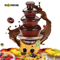 Flyseago 4 Tiers Chocolate Fountain Machine Upgraded Professional Fondue Fountain Easy Cleaning Hot Nacho Cheese Fountain