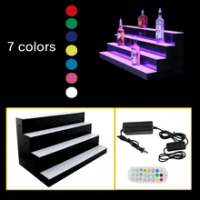 4-Tier LED Lighted Bottle Shelf LED Liquor Bottle Display Shelf With Remote Control Showcase Lamps Liquor Shelf Decor